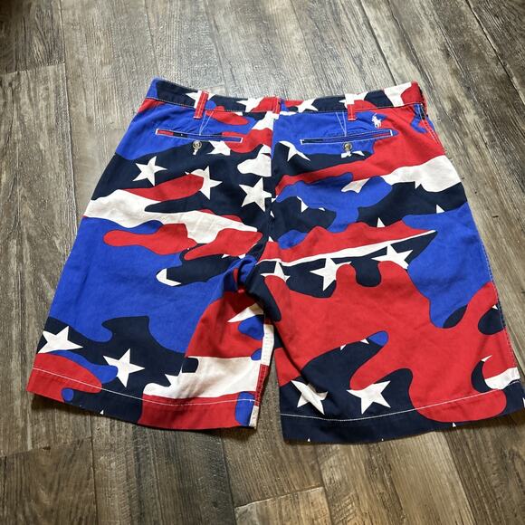 Ralph Lauren POLO Red White & Blue Size 35 Flag/Camo Shorts - Picture 5 of 9
